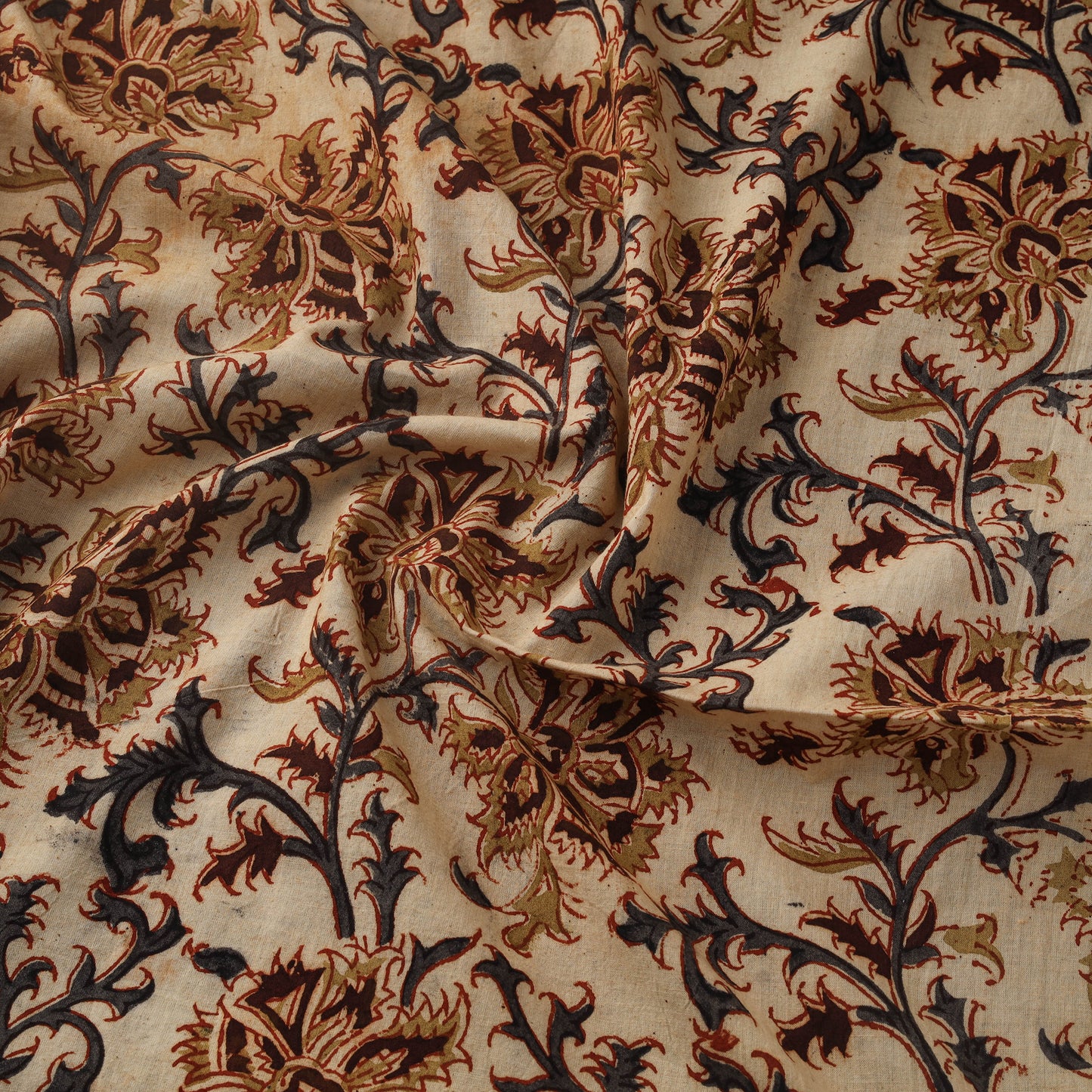 Natural Dyed Hand Block Print Cotton Pedana Kalamkari Fabric 28