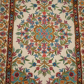 Original Kashmiri Chain Stitch Crewel Hand Embroidery Rug / Carpet (6 x 4 Feet) 02
