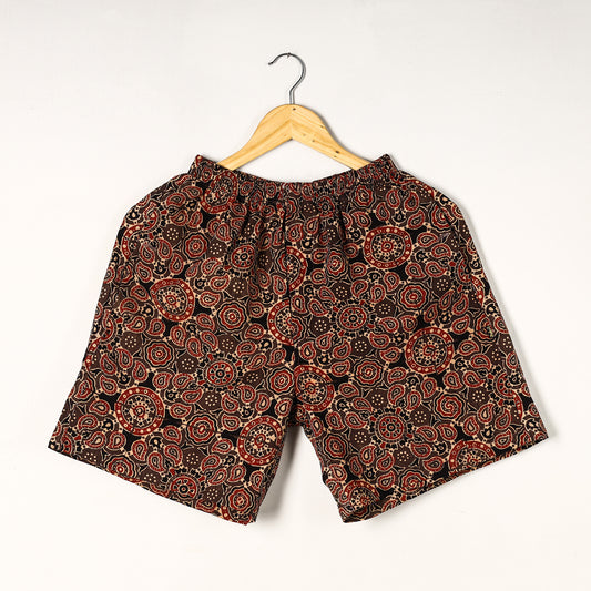 Brown - Ajrakh Block Printed Cotton Unisex Boxer/Shorts