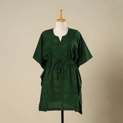 Green - cotton bagh kaftan with tie-up waist (medium) 19