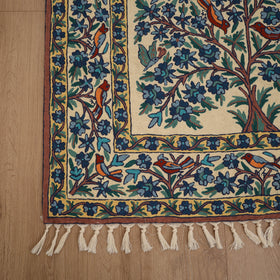 Original Kashmiri Chain Stitch Crewel Hand Embroidery Rug / Carpet (6 x 4 Feet) 01