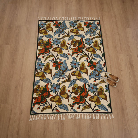Original Kashmiri Chain Stitch Crewel Hand Embroidery Rug / Carpet (6 x 4 Feet) 03