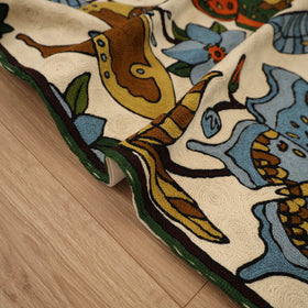 Original Kashmiri Chain Stitch Crewel Hand Embroidery Rug / Carpet (6 x 4 Feet) 03