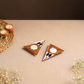 Ekibeki Handcrafted Copper Enamel Tealight Holder Rangoli Brown Triangle (Set Of 2) 05