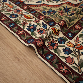 Original Kashmiri Chain Stitch Crewel Hand Embroidery Rug / Carpet (6 x 4 Feet) 04