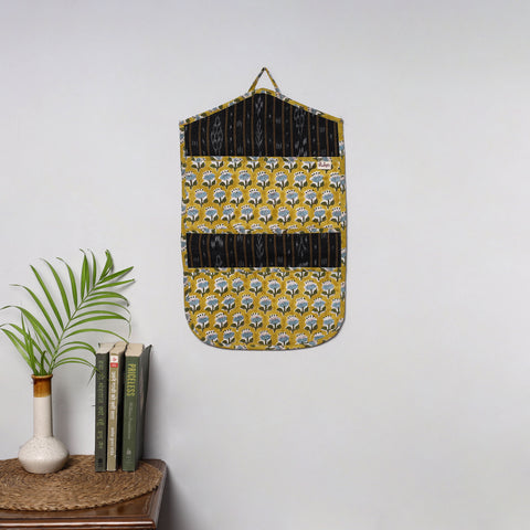 Yellow - 4 pockets handcrafted cotton wall hanging letter