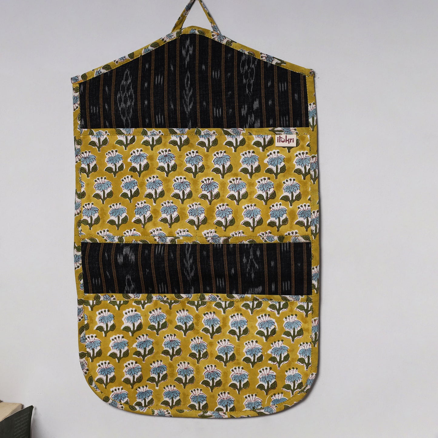 Yellow - 4 pockets handcrafted cotton wall hanging letter