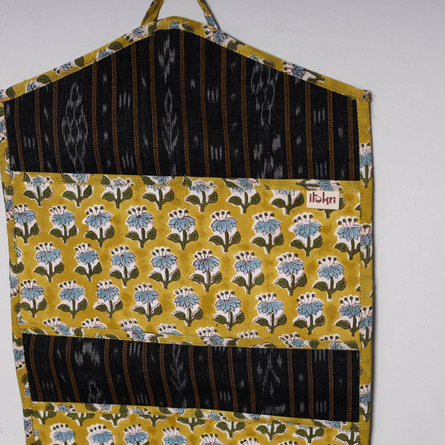 Yellow - 4 pockets handcrafted cotton wall hanging letter