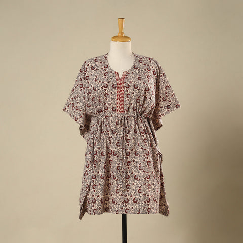 Beige - cotton bagh kaftan with tie-up waist (medium) 24