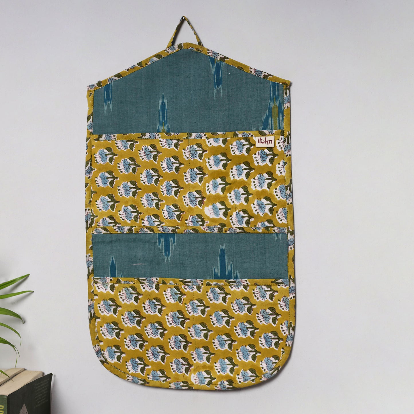 Yellow - 4 pockets handcrafted cotton wall hanging letter