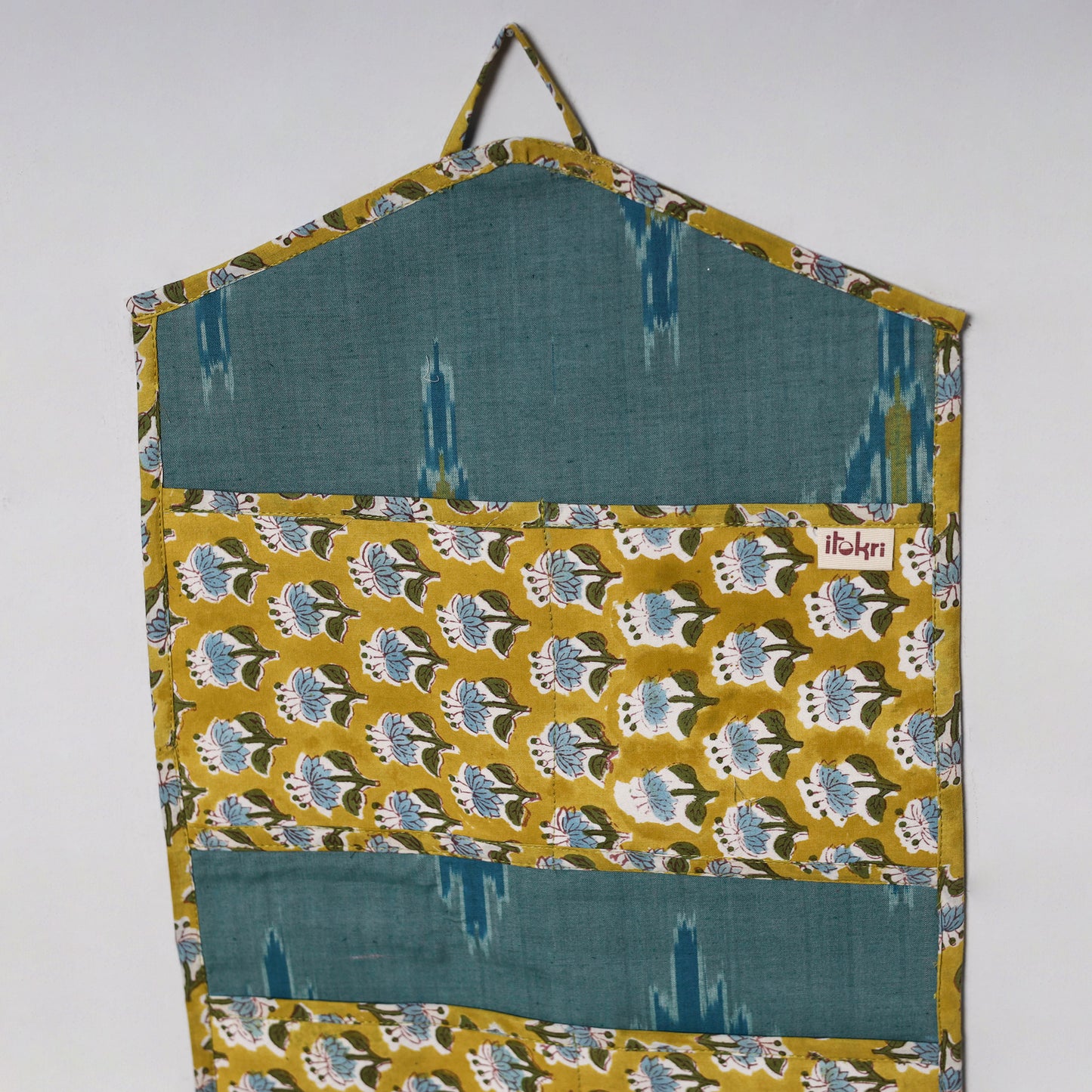 Yellow - 4 pockets handcrafted cotton wall hanging letter