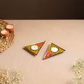 Ekibeki Handcrafted Copper Enamel Tealight Holder Rangoli Parrot Green Triangle (Set Of 2) 04