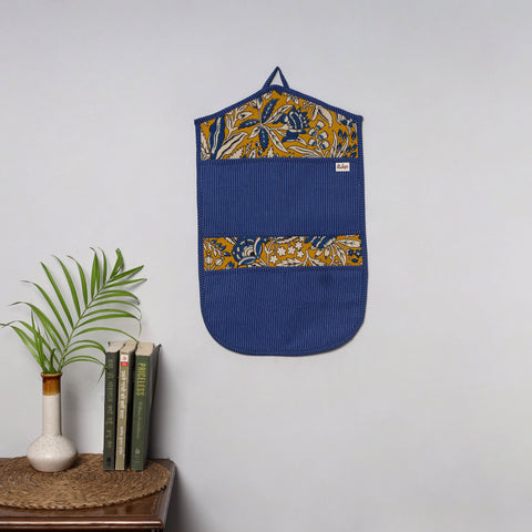Blue - 4 pockets handcrafted cotton wall hanging letter