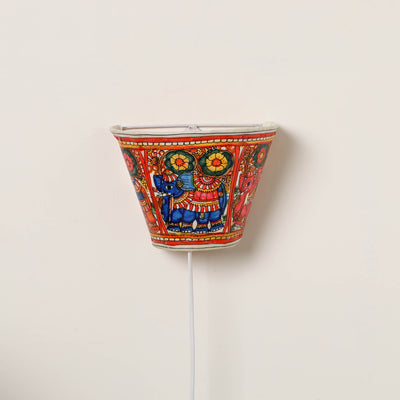 Handpainted Tholu Bommalata Leather Wall Lamp (Small) 53