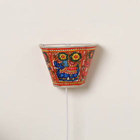 Handpainted Tholu Bommalata Leather Wall Lamp