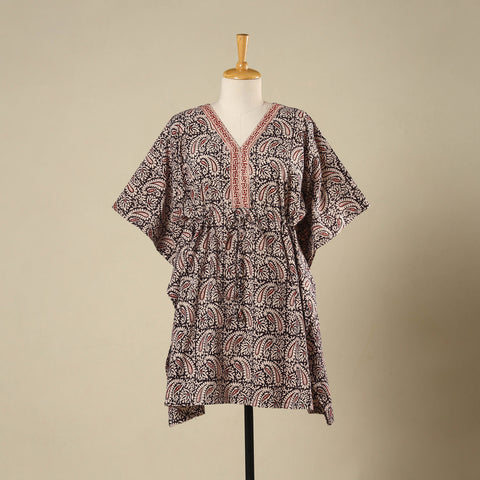 Black - cotton bagh kaftan with tie-up waist (medium) 27