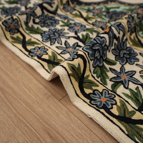 Original Kashmiri Chain Stitch Crewel Hand Embroidery Rug / Carpet (6 x 4 Feet) 06