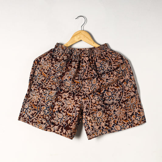 Maroon - Kalamkari Block Printed Cotton Unisex Boxer/Shorts