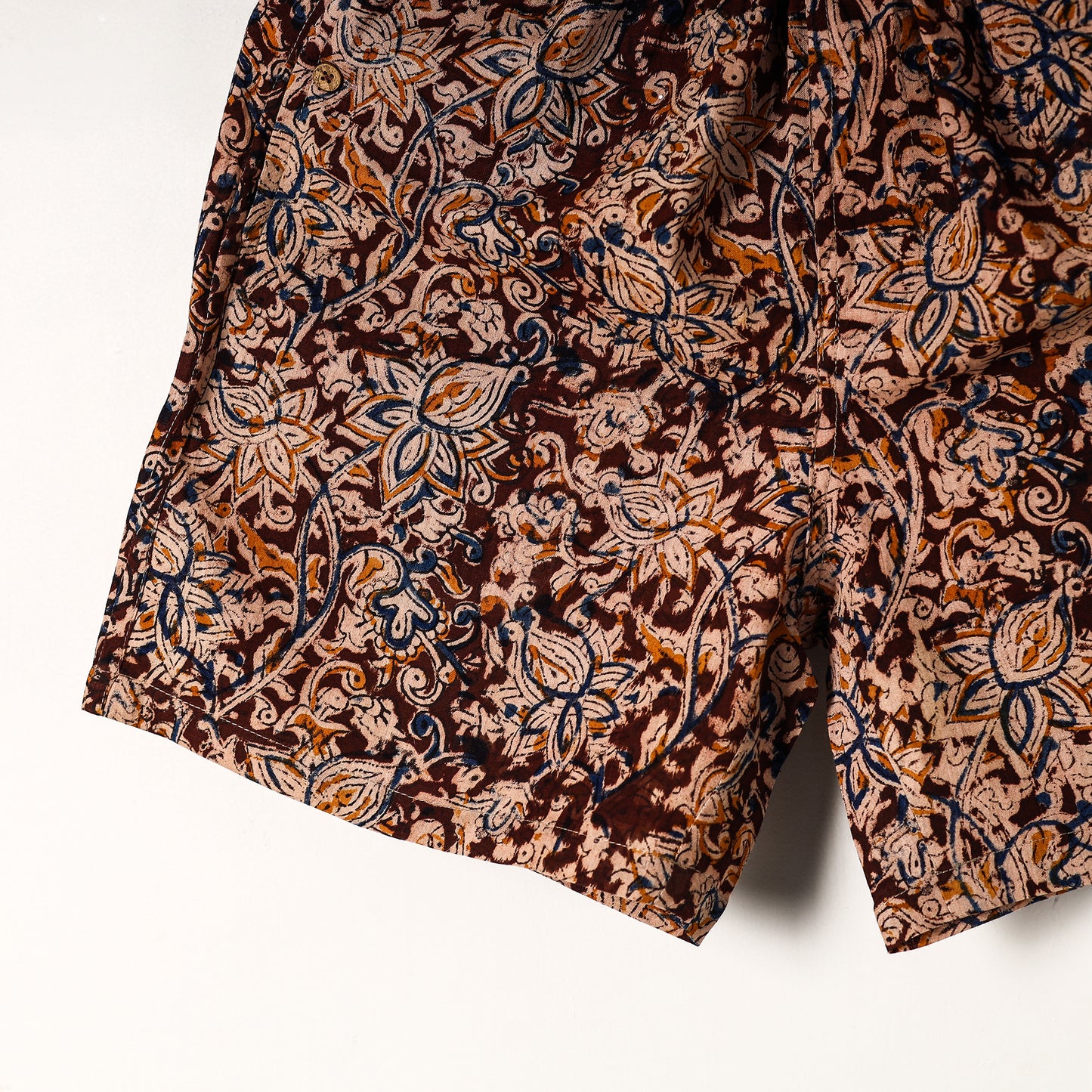 Maroon - Kalamkari Block Printed Cotton Unisex Boxer/Shorts