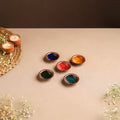 Ekibeki Handcrafted Copper Enamel Rangoli Diyas (Set Of 5) 01