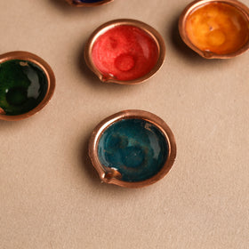 Ekibeki Handcrafted Copper Enamel Rangoli Diyas (Set Of 5) 01