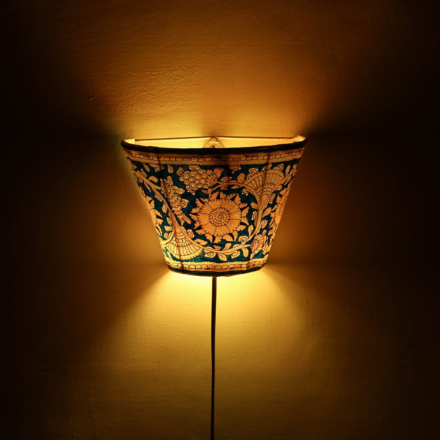 Handpainted Tholu Bommalata Leather Wall Lamp (Small) 46