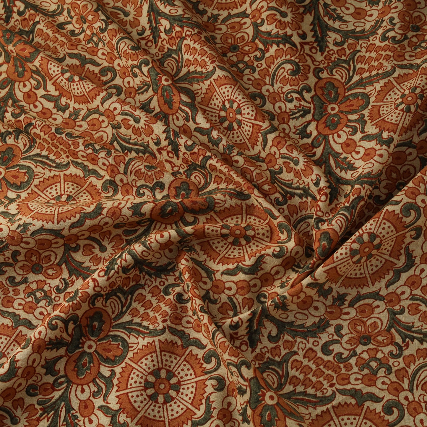 Natural Dyed Hand Block Print Cotton Pedana Kalamkari Fabric 44