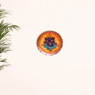 Ekibeki Handcrafted Copper Enamel Ganesha Wall Plate (5 Inch) 06
