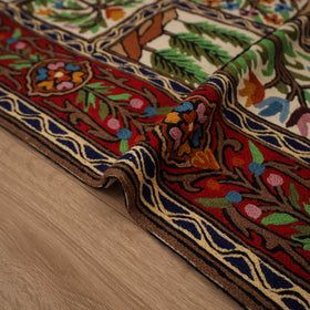 Original Kashmiri Chain Stitch Crewel Hand Embroidery Rug / Carpet (5 x 3 Feet) 08