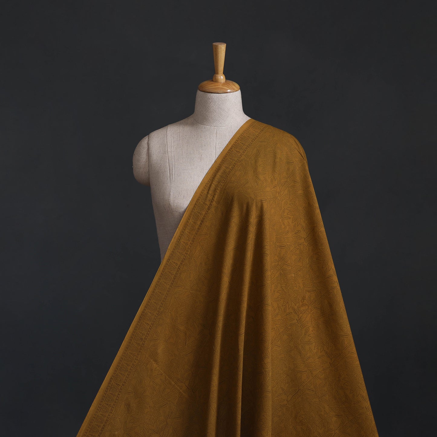 Yellow - Bagh Hand Block Print Natural Dyed Cotton Fabric 08