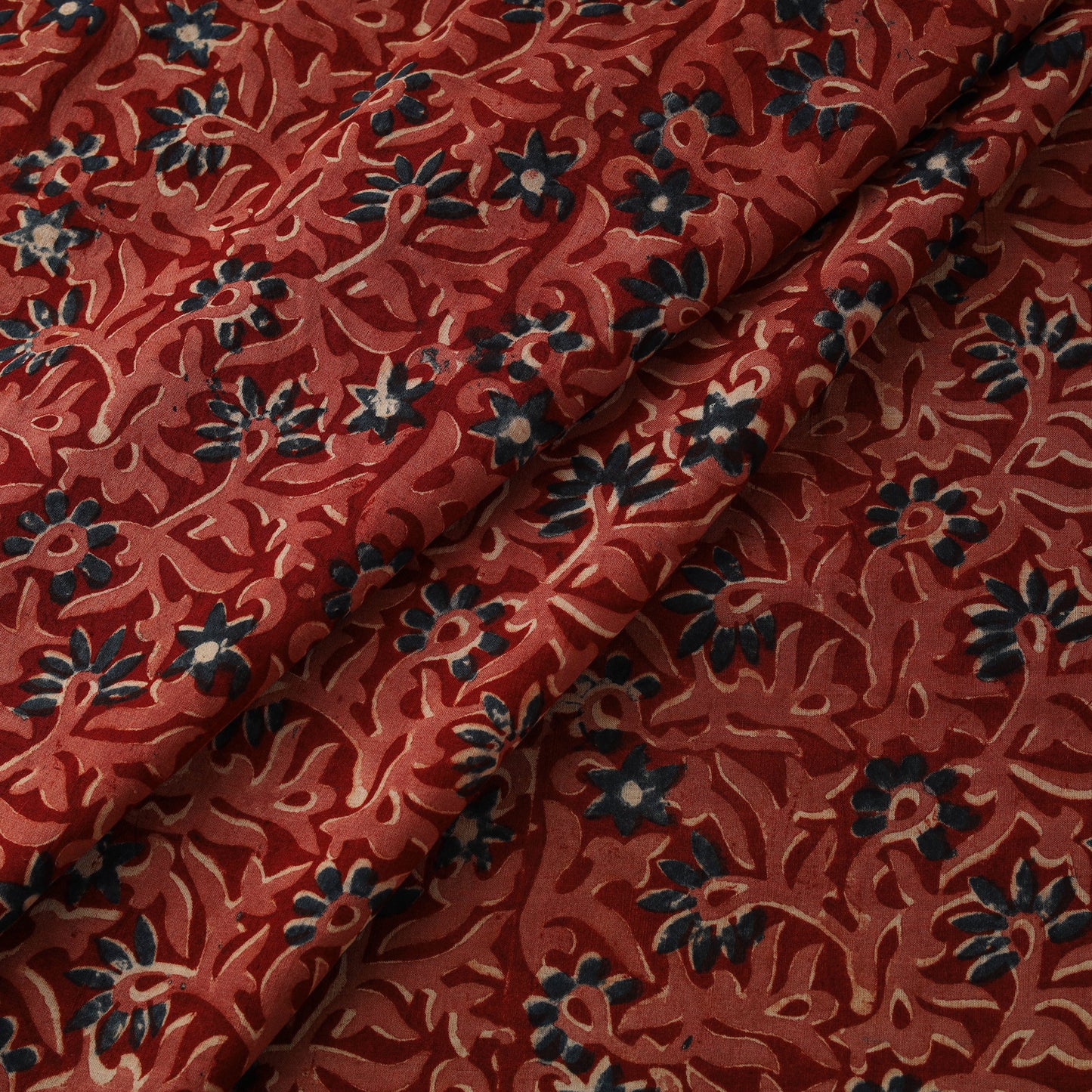 Natural Dyed Hand Block Print Cotton Pedana Kalamkari Fabric 45