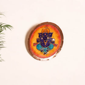 Ekibeki Handcrafted Copper Enamel Ganesha Wall Plate (5 Inch) 06