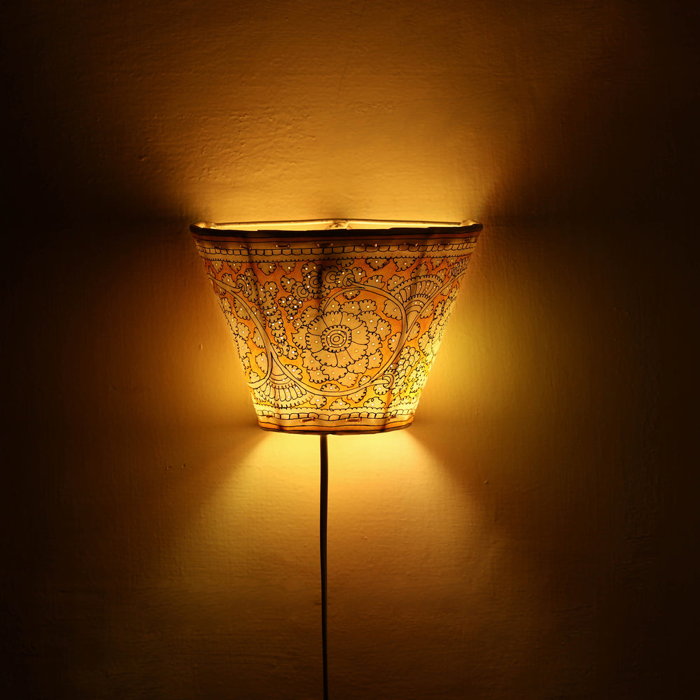 Handpainted Tholu Bommalata Leather Wall Lamp (Small) 47