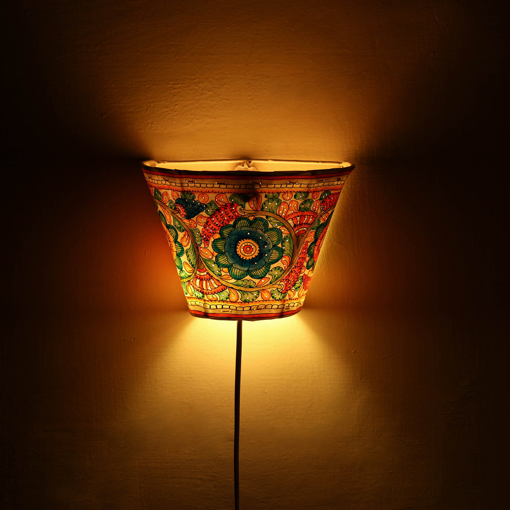 Handpainted Tholu Bommalata Leather Wall Lamp (Small) 49