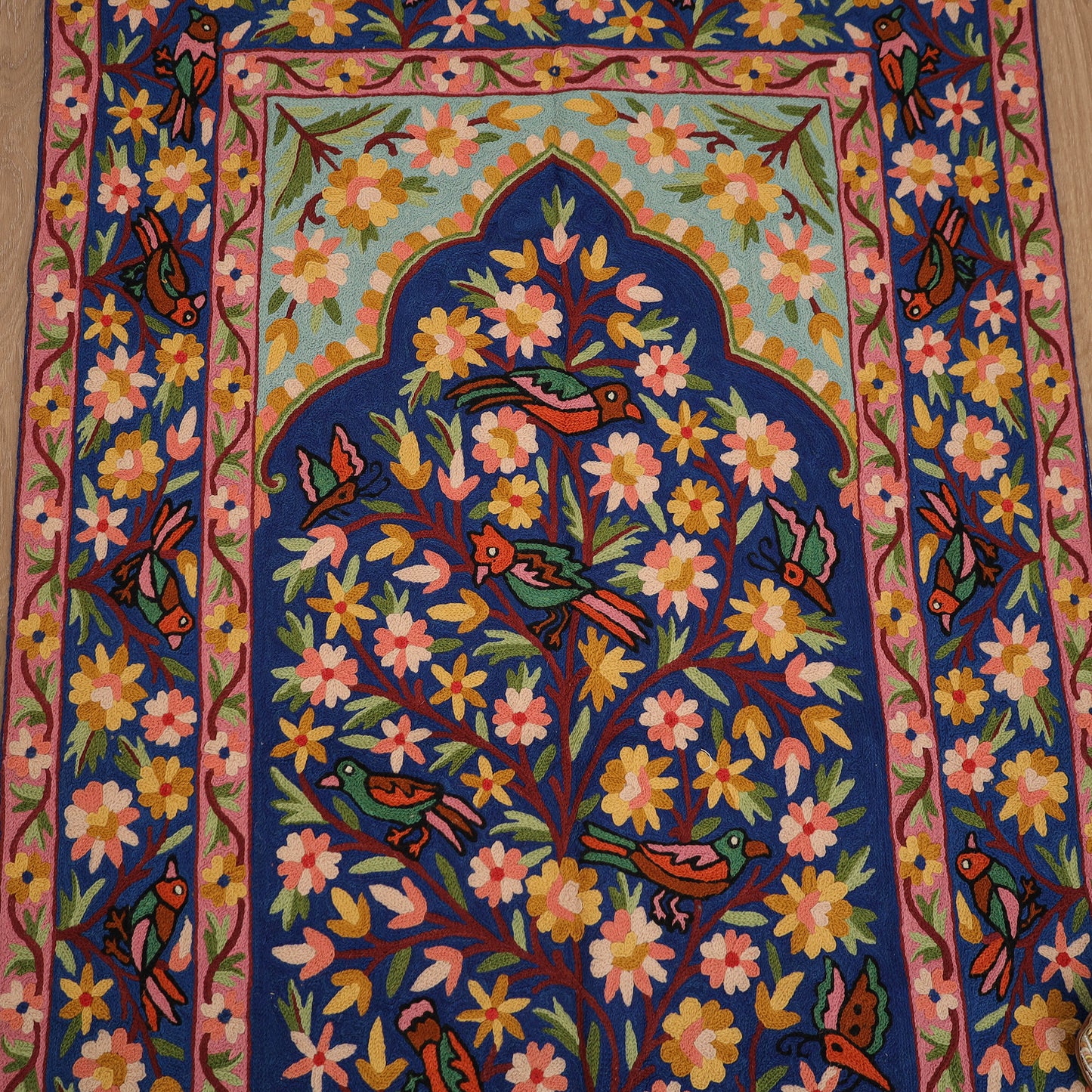 Original Kashmiri Chain Stitch Crewel Hand Embroidery Rug / Carpet (5 x 3 Feet) 09
