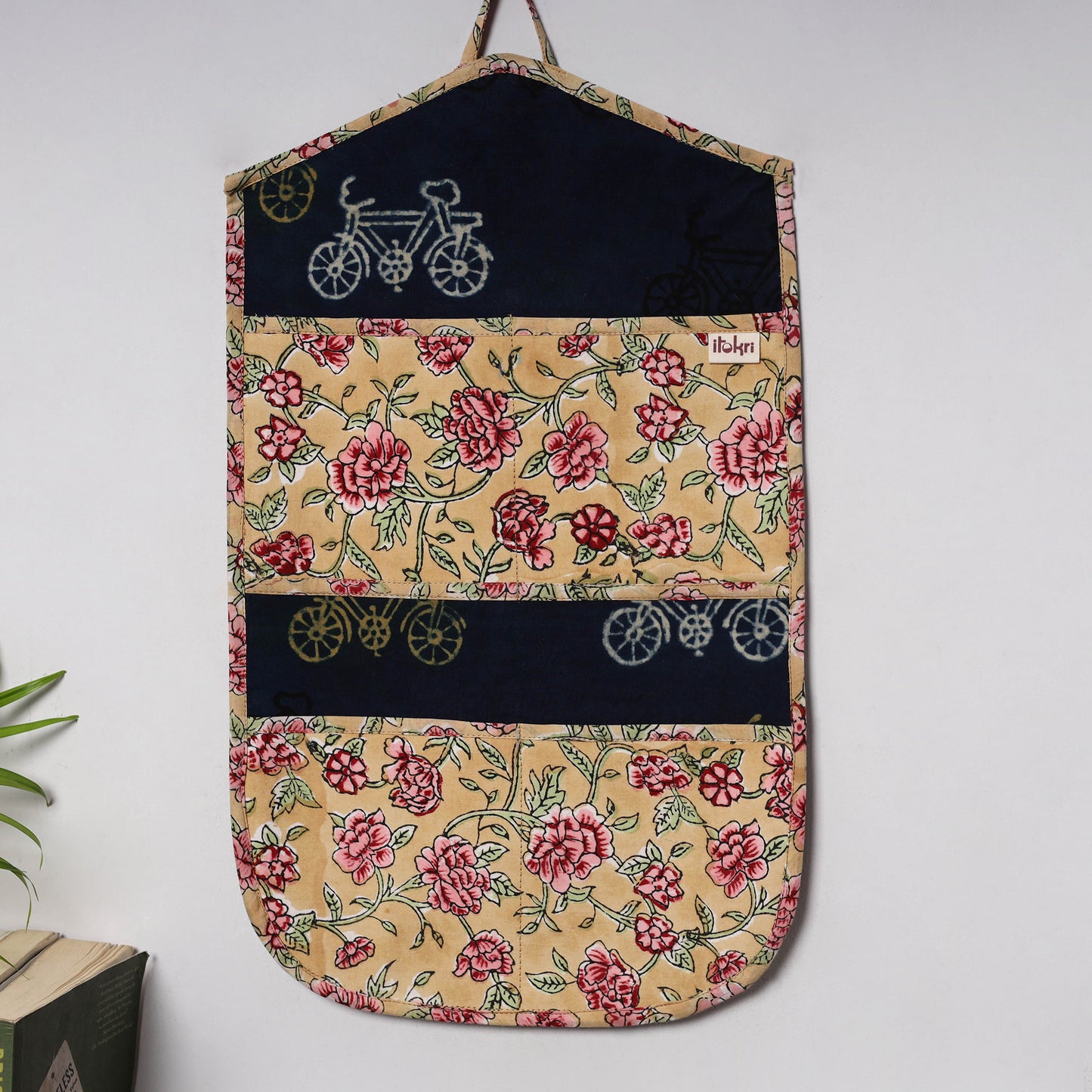 Yellow - 4 pockets handcrafted cotton wall hanging letter