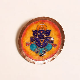 Ekibeki Handcrafted Copper Enamel Ganesha Wall Plate (5 Inch) 06