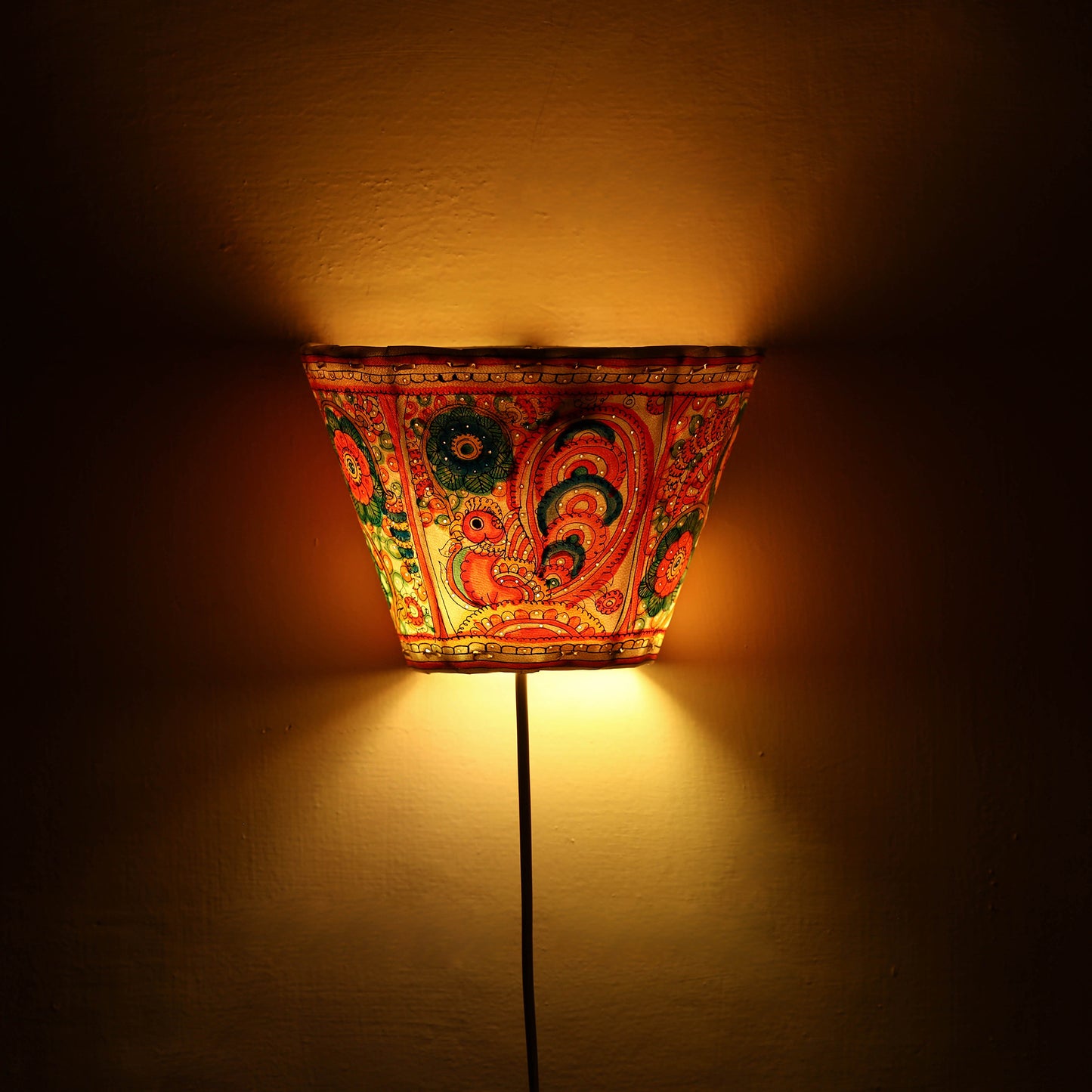 Handpainted Tholu Bommalata Leather Wall Lamp (Small) 50