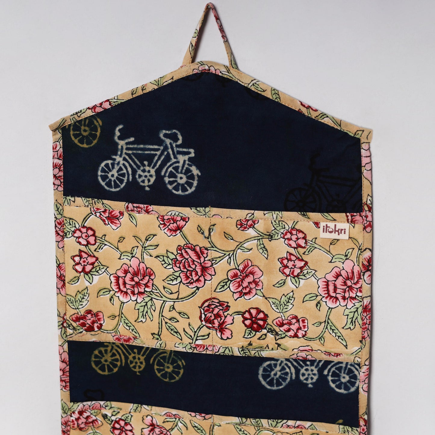 Yellow - 4 pockets handcrafted cotton wall hanging letter