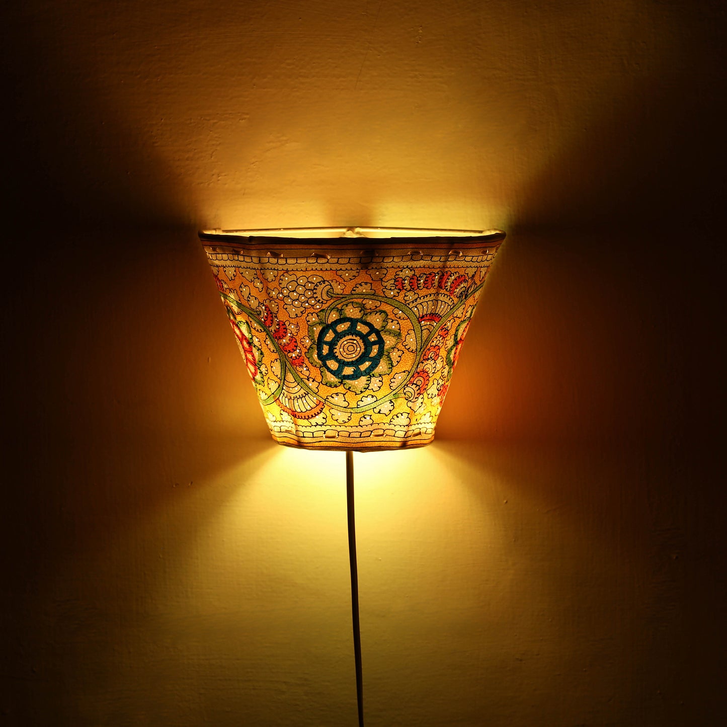 Handpainted Tholu Bommalata Leather Wall Lamp (Small) 51