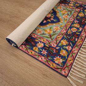 Original Kashmiri Chain Stitch Crewel Hand Embroidery Rug / Carpet (5 x 3 Feet) 09