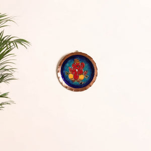 Ekibeki Handcrafted Copper Enamel Ganesha Wall Plate (5 Inch) 07