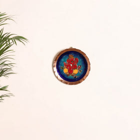 Ekibeki Handcrafted Copper Enamel Ganesha Wall Plate (5 Inch) 07