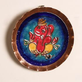 Ekibeki Handcrafted Copper Enamel Ganesha Wall Plate (5 Inch) 07