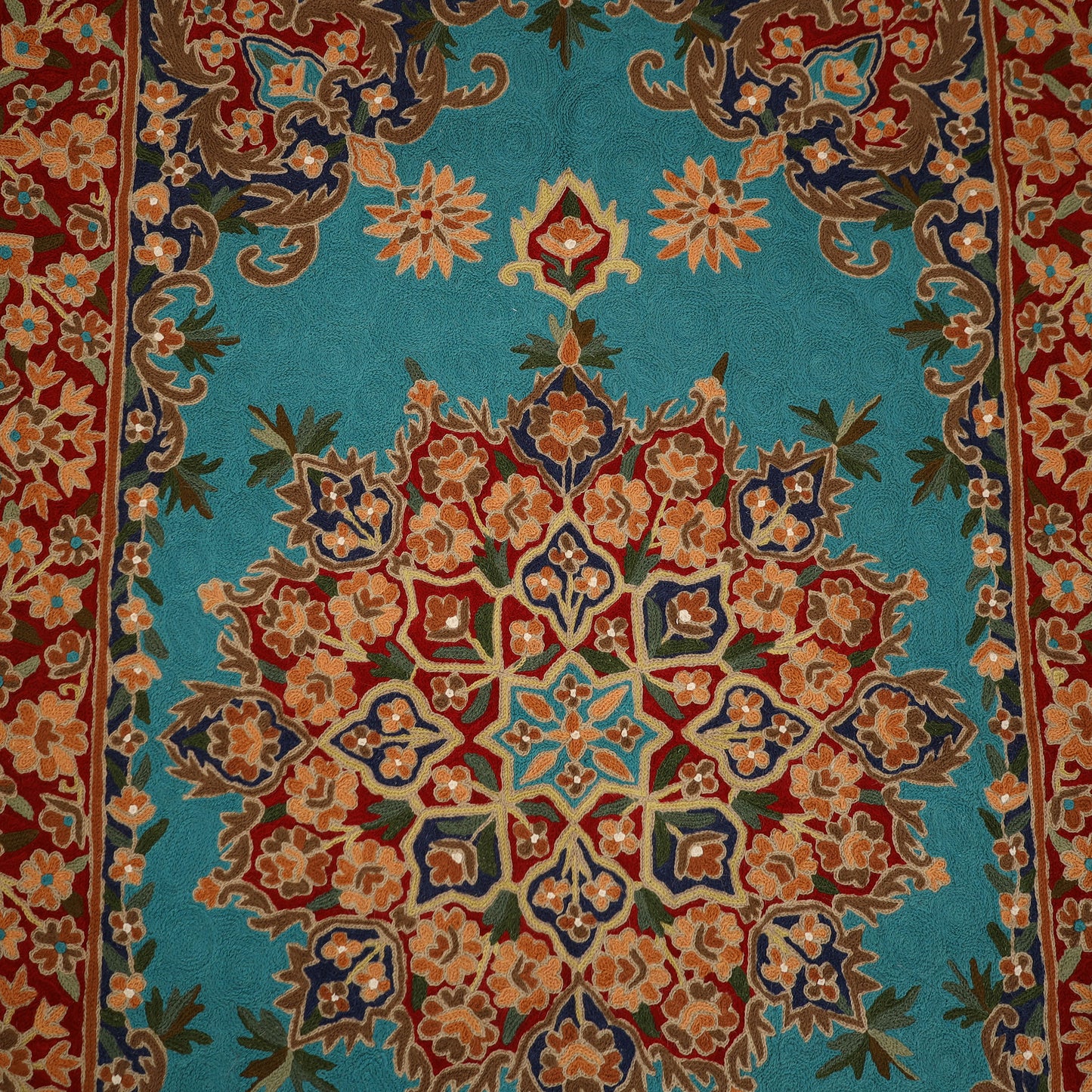Original Kashmiri Chain Stitch Crewel Hand Embroidery Rug / Carpet (5 x 3 Feet) 10