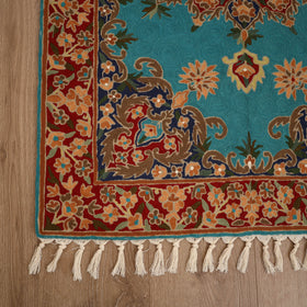 Original Kashmiri Chain Stitch Crewel Hand Embroidery Rug / Carpet (5 x 3 Feet) 10