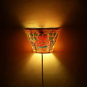 Handpainted Tholu Bommalata Leather Wall Lamp