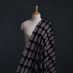 Black - Bagh Hand Block Print Natural Dyed Cotton Fabric 02