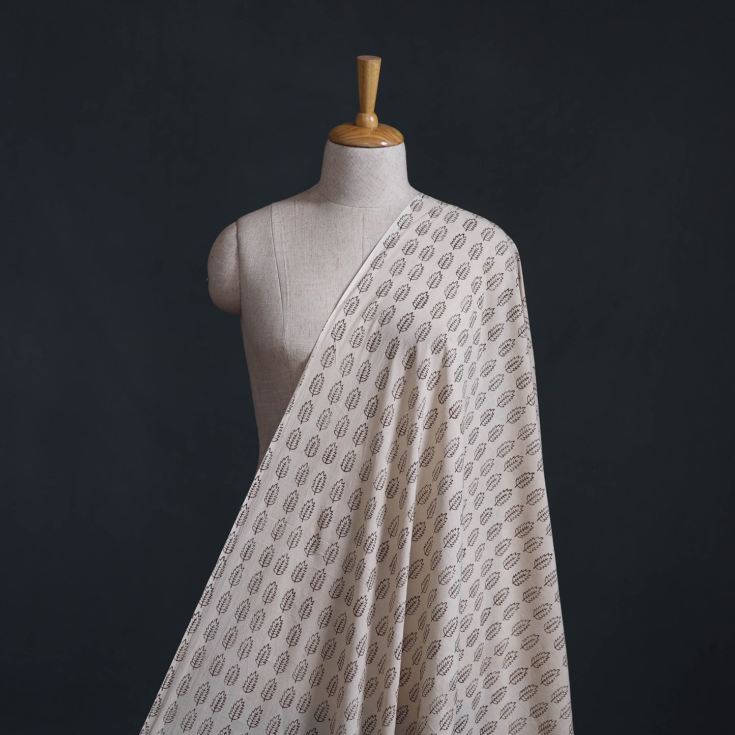 White - Bagh Hand Block Print Natural Dyed Cotton Fabric 03