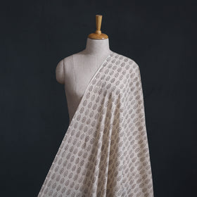 White - Bagh Hand Block Print Natural Dyed Cotton Fabric 03